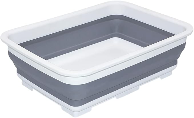 Collapsible Dish Pans for Washing Dishes - Space-Saving Multiuse Foldable Sink Tub (14.5'' L x 10.5'' W) - 2.6 Gal (10L) Kitchen Storage Tray for Outdoor Camping and Vegetable Washing