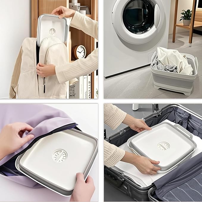 2.4 Gal(9L) Collapsible Dish Basin,Basin for Baby Bottles,Collapsible Kitchen Sink with Drain,Laundry Tub,Dish Tubs, Camping Sink Foldable, Kitchen Storage Tray for Camping, Vegetable Washing